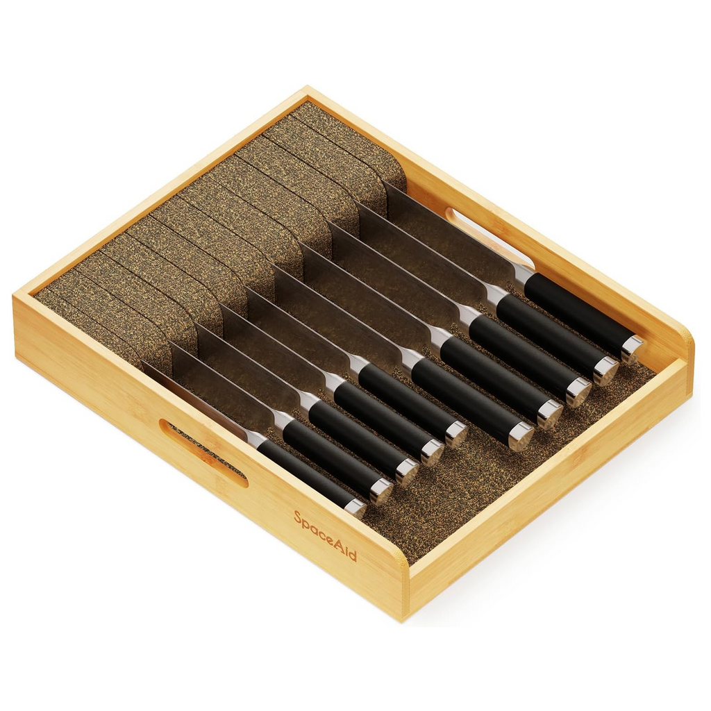 Home Storage Organizer, Large Bamboo In Drawer Knife 12"W for Bedrooms, Laundry Rooms and Living Spaces image 1