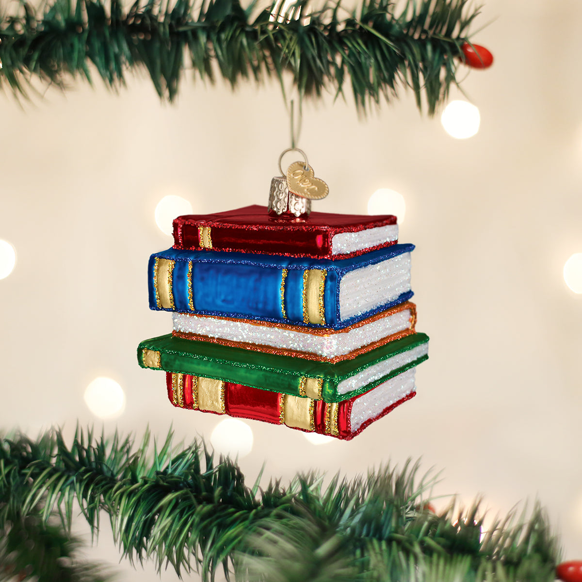 Seasonal Home Decor, Stack Of Books Ornament for Mantels, Tables and Seasonal Decorating, Designed for Everyday Home Use image 1