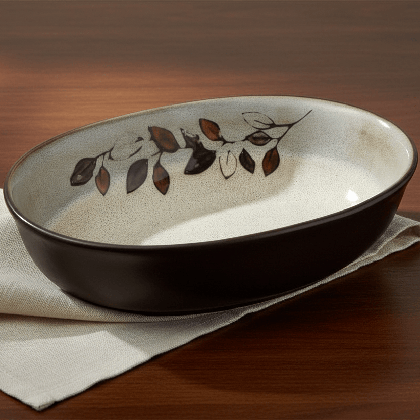 Dinnerware, Rustic Leaves Oval Serve Bowl, Dishwasher-Safe Care for Everyday Meals and Table Settings image 1