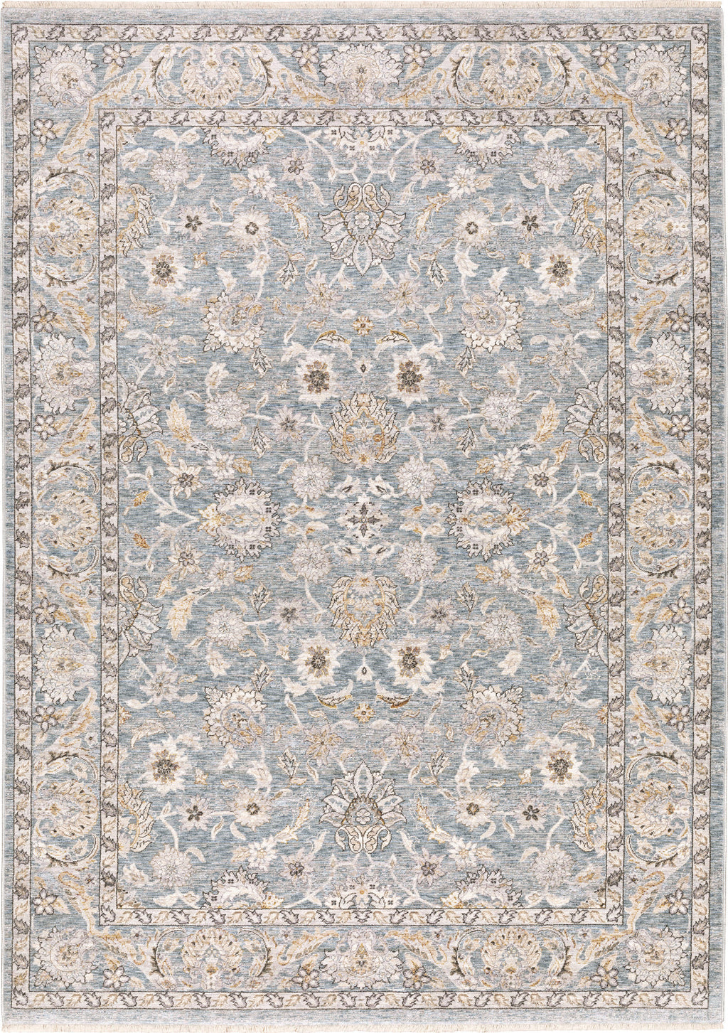 Area Rug, Maharaja 070E1 Blue Ivory for Living Rooms, Bedrooms and Entryways, 10 Size Options image 1