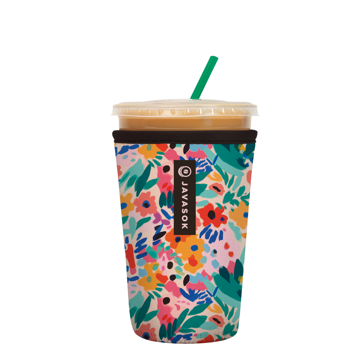 Reusable Cup Sleeve, Abstract Floral, Neoprene Construction for Coffee Cups, Daily Commutes and Dry Hands, 5 Size Options image 1