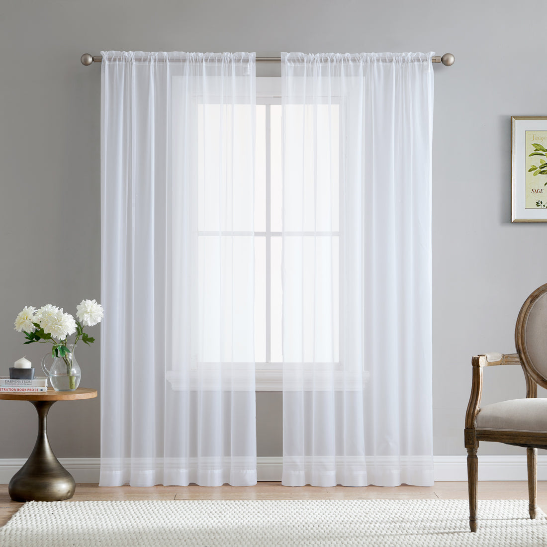 Window Curtain, Lucento Sheer Voile Rod Pocket Panels for Windows, Room Styling and Everyday Privacy, 11 Sizes and 16 Colors image 1