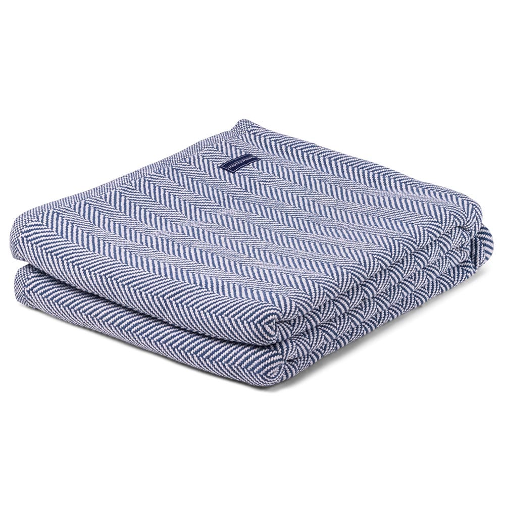 Cozy Throw Blanket, Penobscot Cotton Indigo for Living Rooms, Bedrooms and Everyday Lounging, 4 Size Options image 1