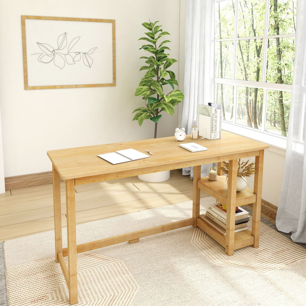 Computer Desk, 55", Solid Wood Construction for Home Offices, Computer Work and Study Spaces, 3 Color Options image 1