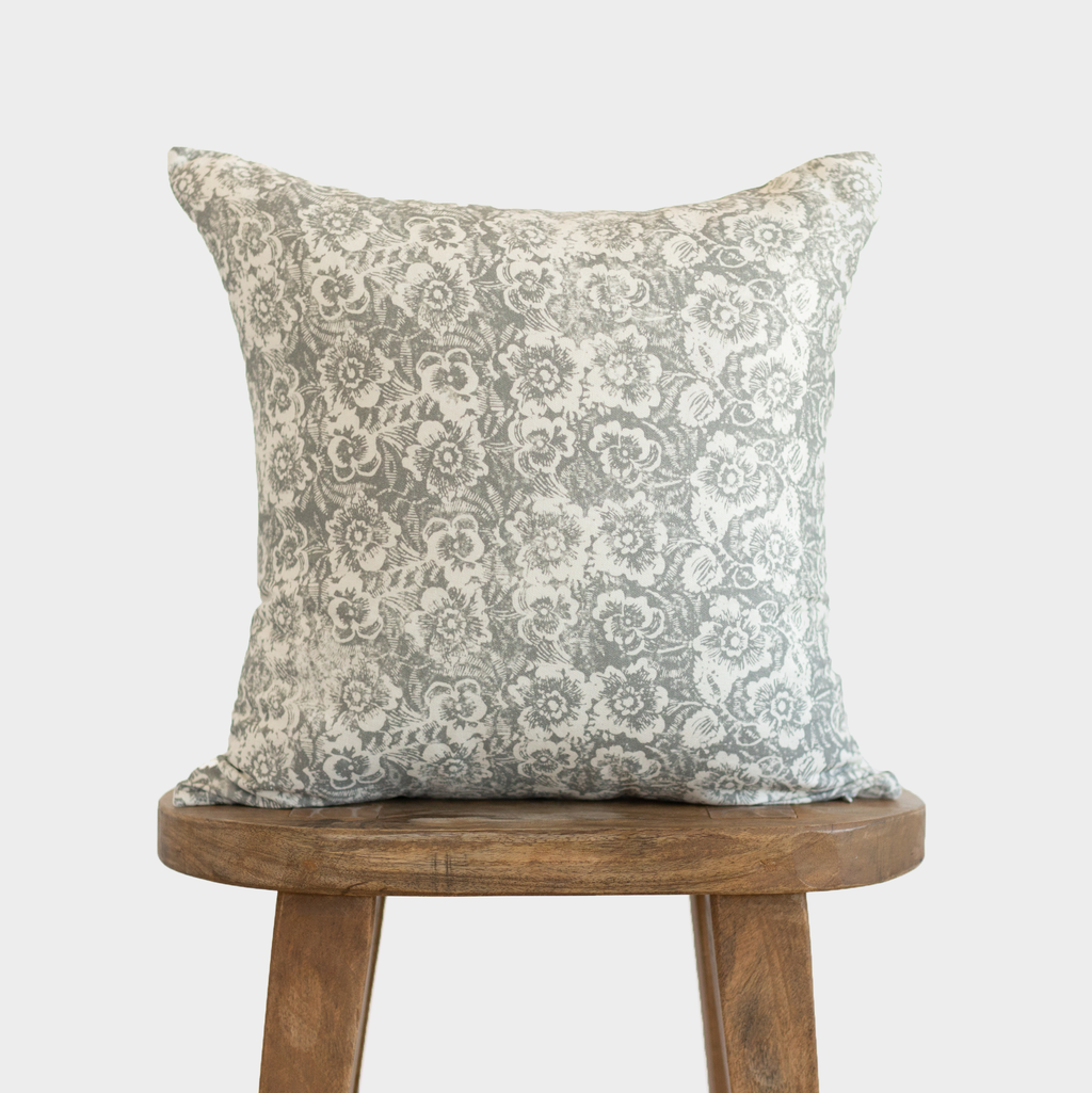 Decorative Pillow Cover Set, Flora in Gray 24", Machine-Washable Care for Sofas, Beds and Living Room Accents image 1
