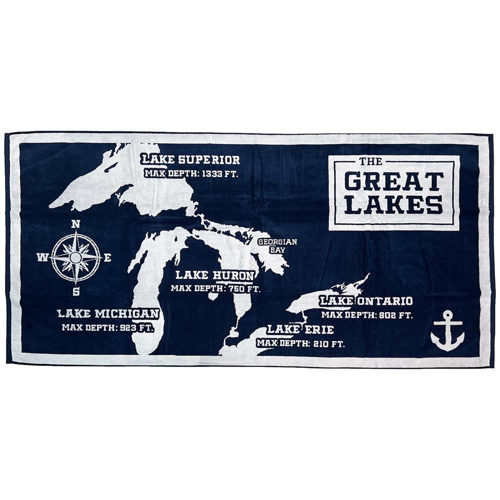 Bath Linen, Great Lakes Map Towel for Home Bathrooms and Everyday Care, Designed for Daily Bathroom Routines and Guest Baths image 1