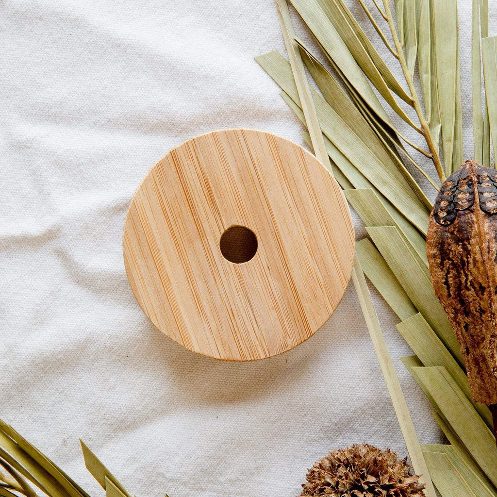 Drinkware, Bamboo Mason Jar Lid, Silicone Construction for Everyday Drinks, Home and Entertaining image 1