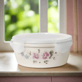 Dinnerware, Tea Rose Storage Bowl With Lid, Silicone Construction, Dishwasher-Safe Care for Family Dining, Serving and Entertaining image 1