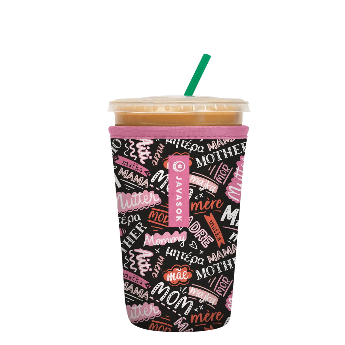 Reusable Cup Sleeve, Mom Love, Neoprene Construction for Iced Coffee, Cold Drinks and Condensation Control, 2 Size Options image 1