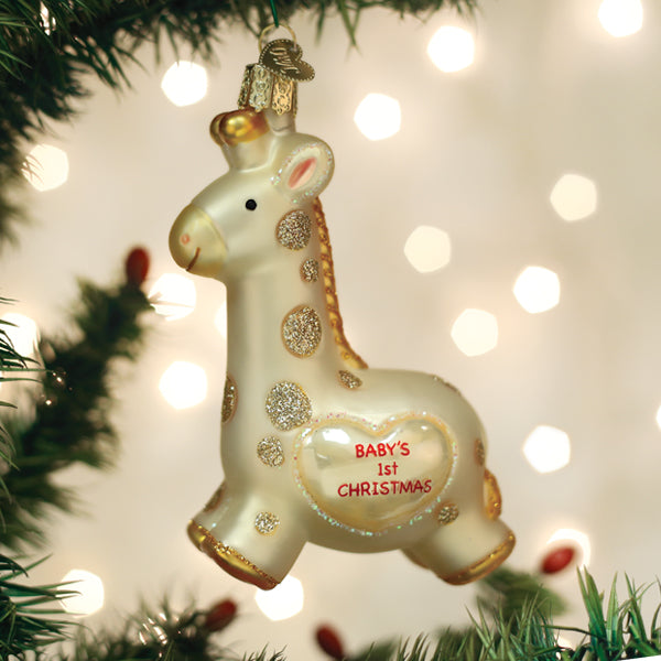 Seasonal Home Decor, Baby's First Giraffe Ornament for Mantels, Tables and Seasonal Decorating image 1
