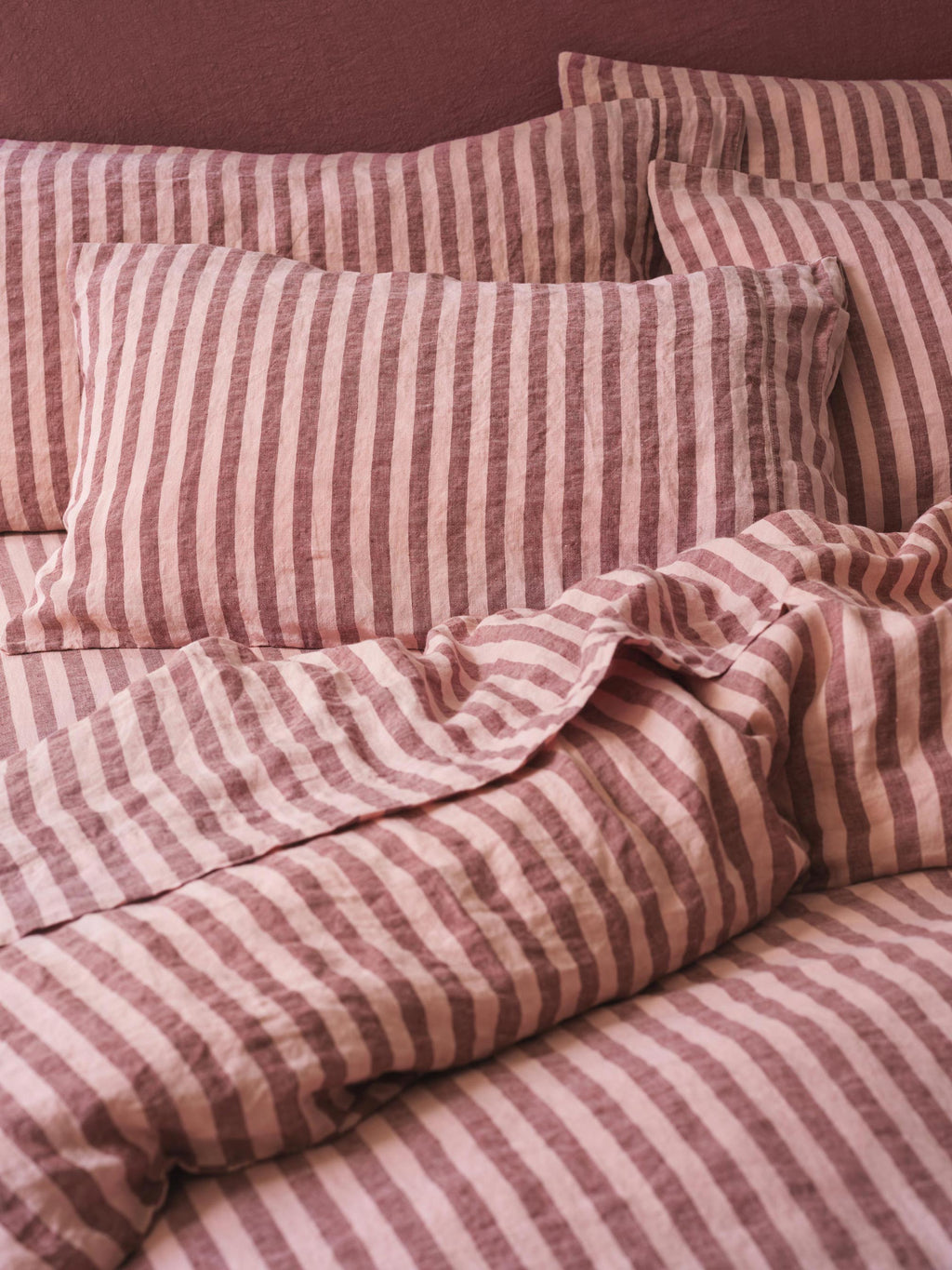 Rhubarb & Rose Pembroke Stripe 100% Linen Pillowcases (Pair) image 1