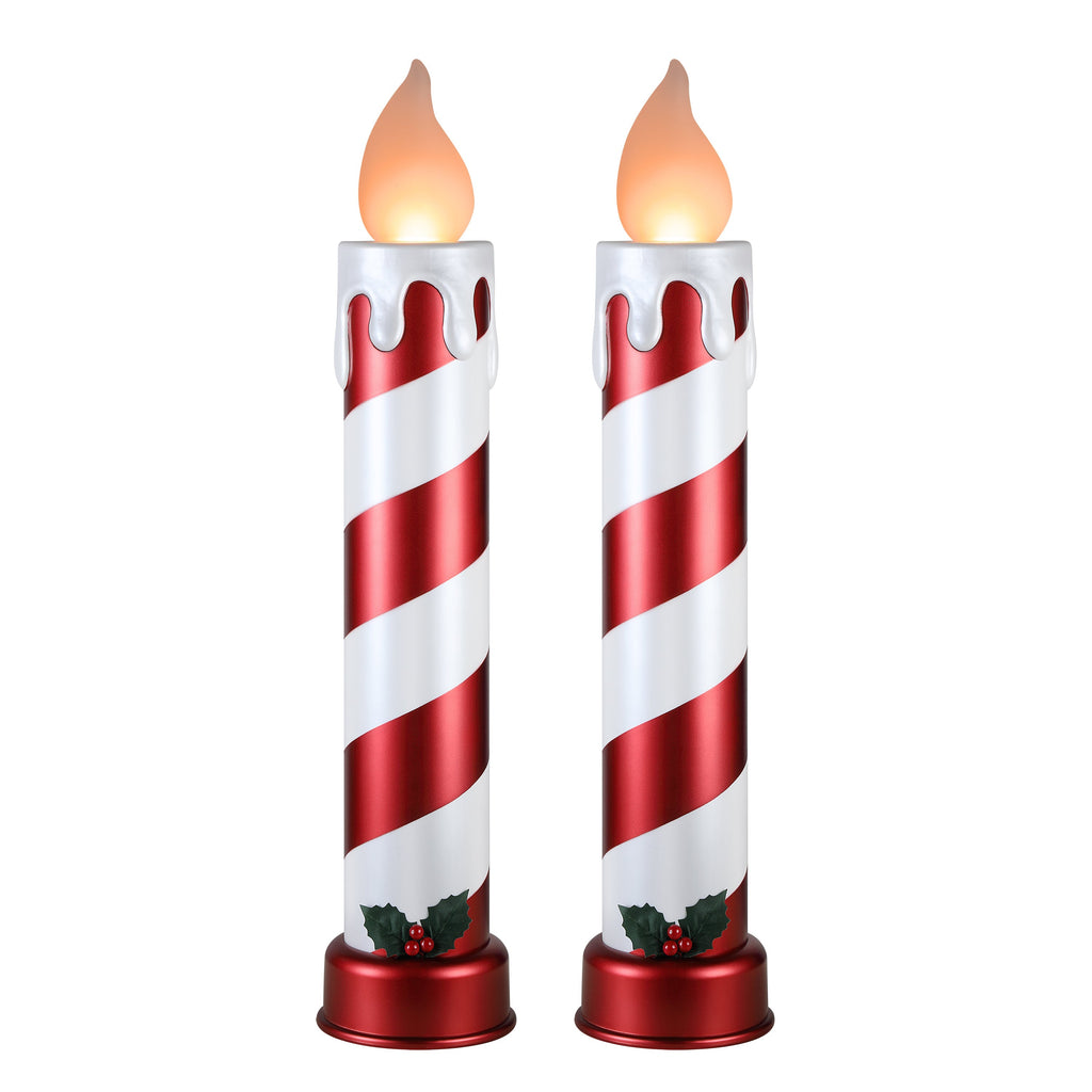 Decorative Candle, 36 in. Striped Metallic Blow Mold Candles Red for Living Rooms, Bedrooms and Relaxing Evenings image 1