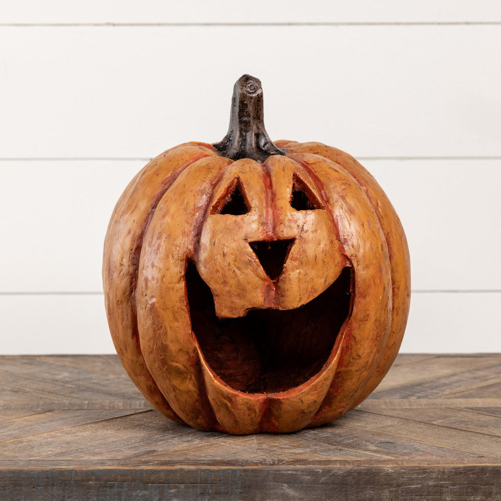 Seasonal Home Decor, 15" Big Mouth Pumpkin Orange for Mantels, Tables and Seasonal Decorating image 1