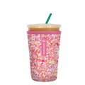 Reusable Cup Sleeve, Floral Hearts, Neoprene Construction for Iced Coffee, Cold Drinks and Condensation Control image 1