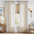 Window Curtain, Embroidered Vine Linen Blend Curtains (2, Machine-Washable Care for Bedrooms, Living Rooms and Home Privacy image 1