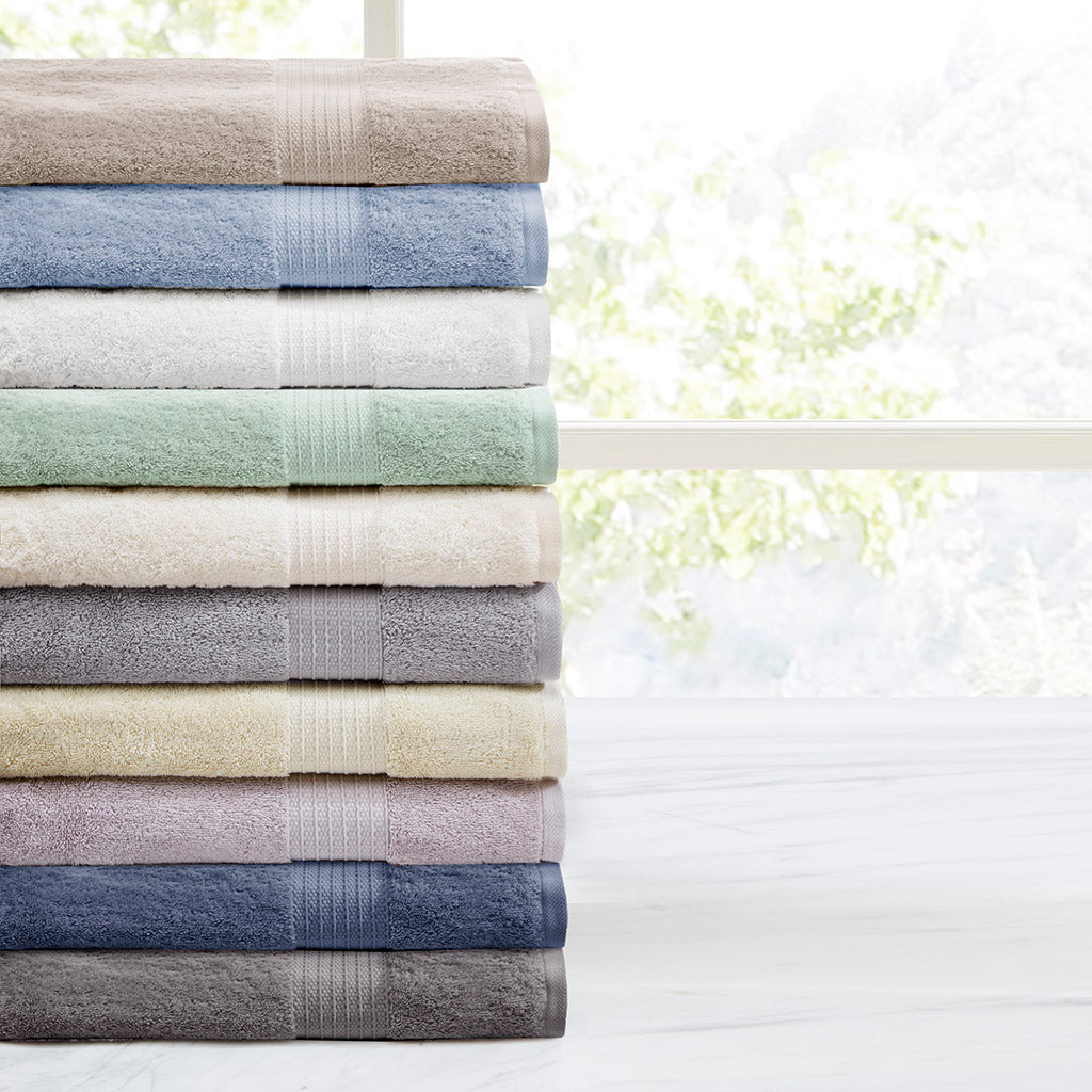 Bath Linen, Organic 6 Piece Cotton Towel Set, Machine-Washable Care for Daily Bathroom Routines and Guest Baths, 8 Color Options image 1