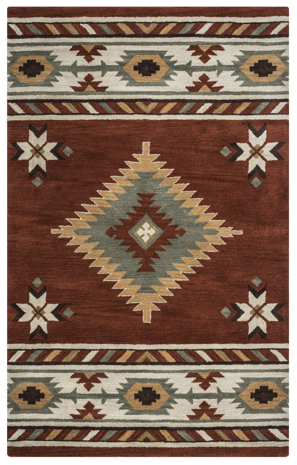 Area Rug, Southwest SU1822 Rust for Living Rooms, Bedrooms and Entryways, 10 Size Options, Designed for Everyday Home Use image 1