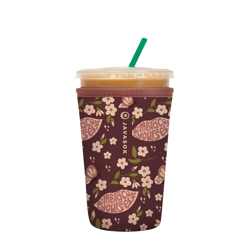 Reusable Cup Sleeve, Self Love, Neoprene Construction for Iced Coffee, Cold Drinks and Condensation Control, 2 Size Options image 1