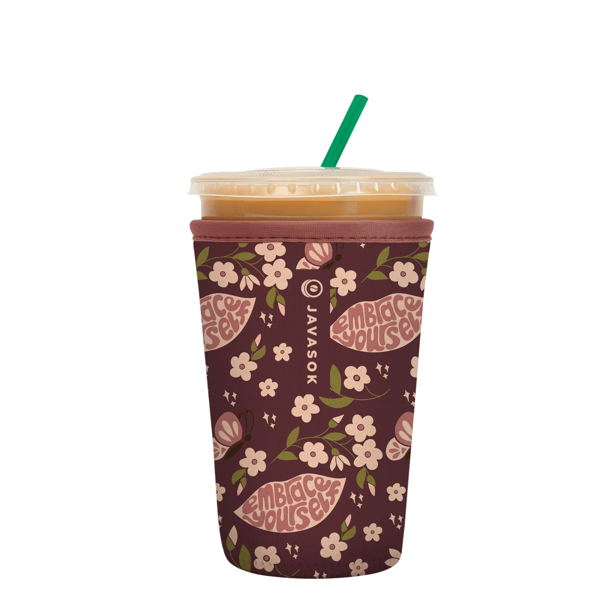 Reusable Cup Sleeve, Self Love, Neoprene Construction for Iced Coffee, Cold Drinks and Condensation Control, 2 Size Options image 1