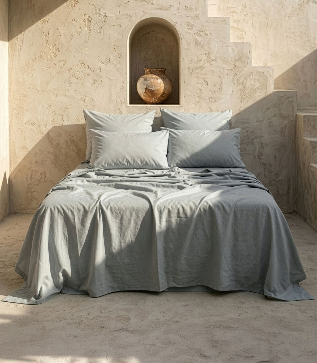 Bed Sheet Set, Percale, Organic Cotton Shell for Master Bedrooms, Guest Beds and Daily Use, 6 Sizes and 6 Colors image 1