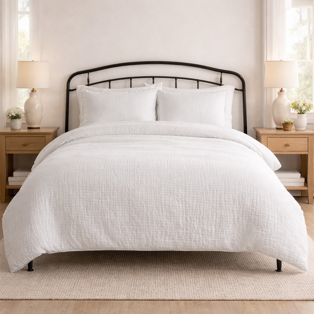 Duvet Cover Set, Cotton (8 Layers), Breathable Construction for Bedroom Bedding Refresh and Everyday Comfort, 3 Sizes and 3 Colors image 1