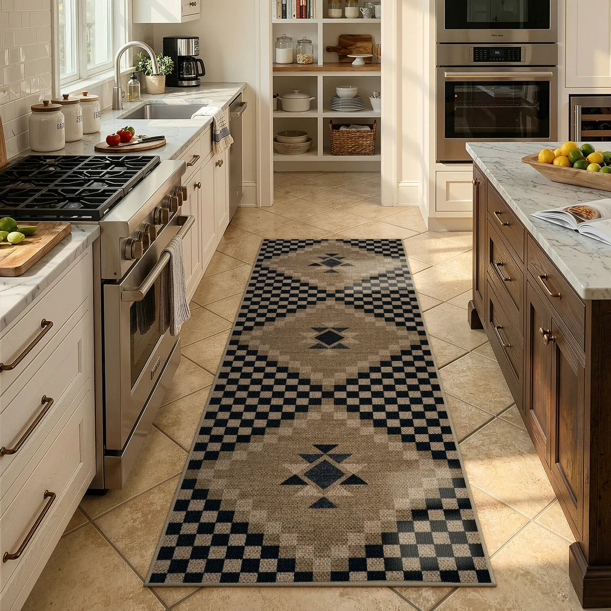 Area Rug, Lunette Washable Tribal Soft Easy Jute Black, Stain-Resistant Finish for Living Rooms, Bedrooms and Entryways, 3 Size Options image 1