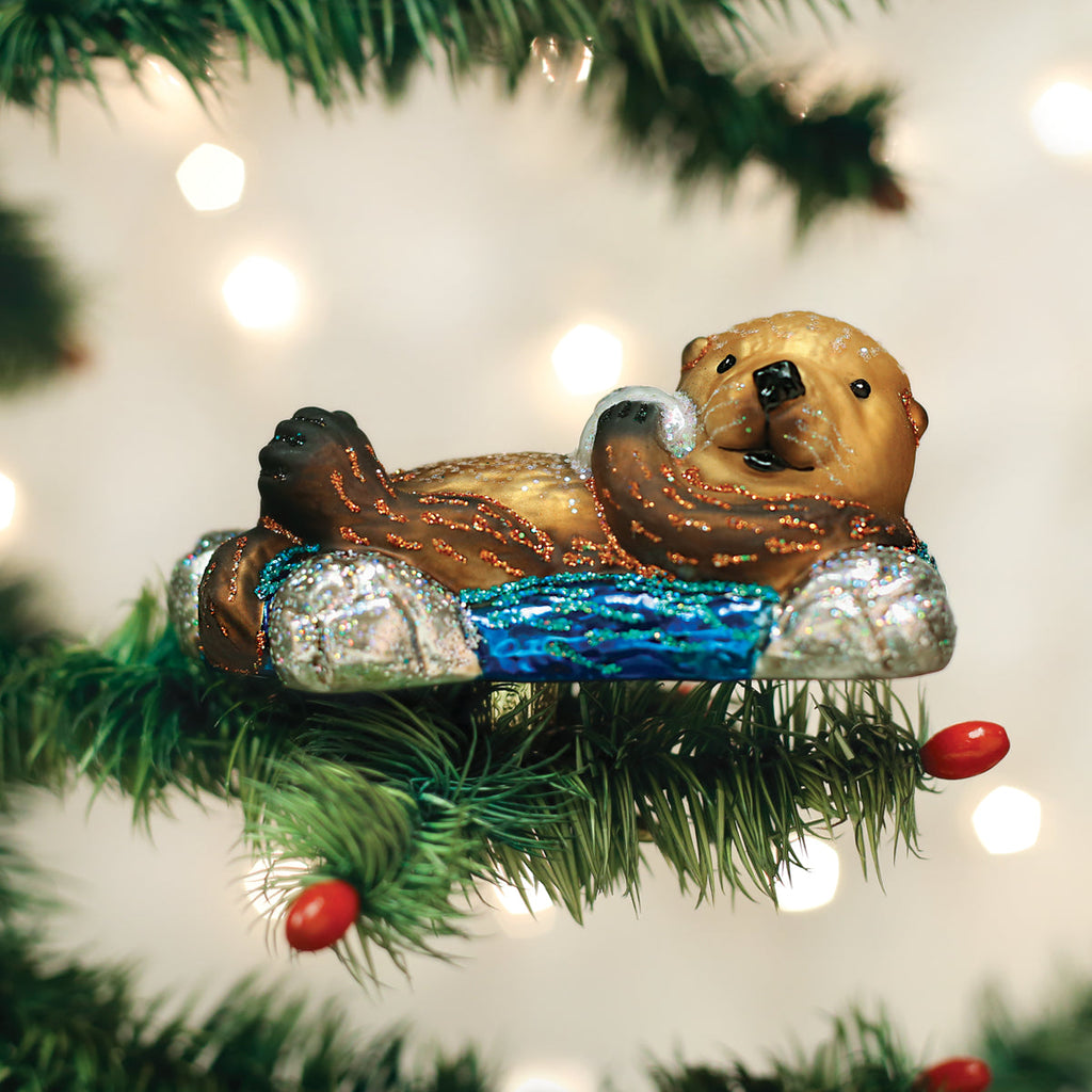 Seasonal Home Decor, Floating Sea Otter Ornament for Mantels, Tables and Seasonal Decorating image 1