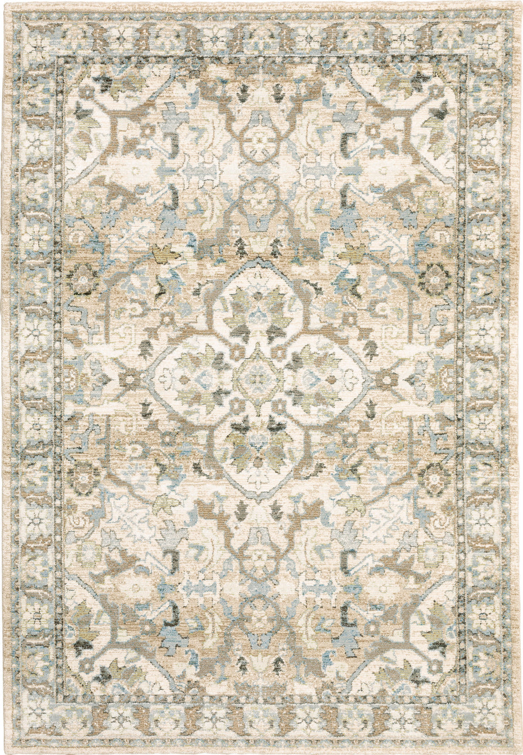 Area Rug, Andorra 9818G Beige Ivory for Living Rooms, Bedrooms and Entryways, 11 Size Options image 1