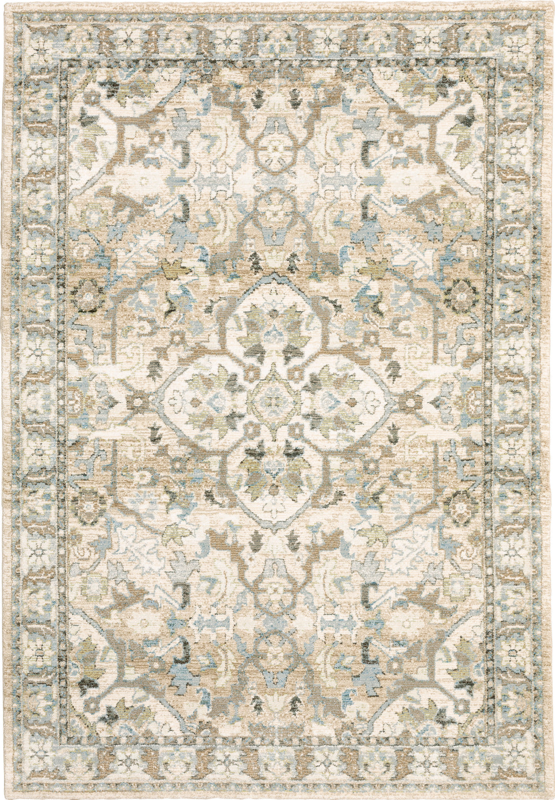 Area Rug, Andorra 9818G Beige Ivory for Living Rooms, Bedrooms and Entryways, 11 Size Options image 1
