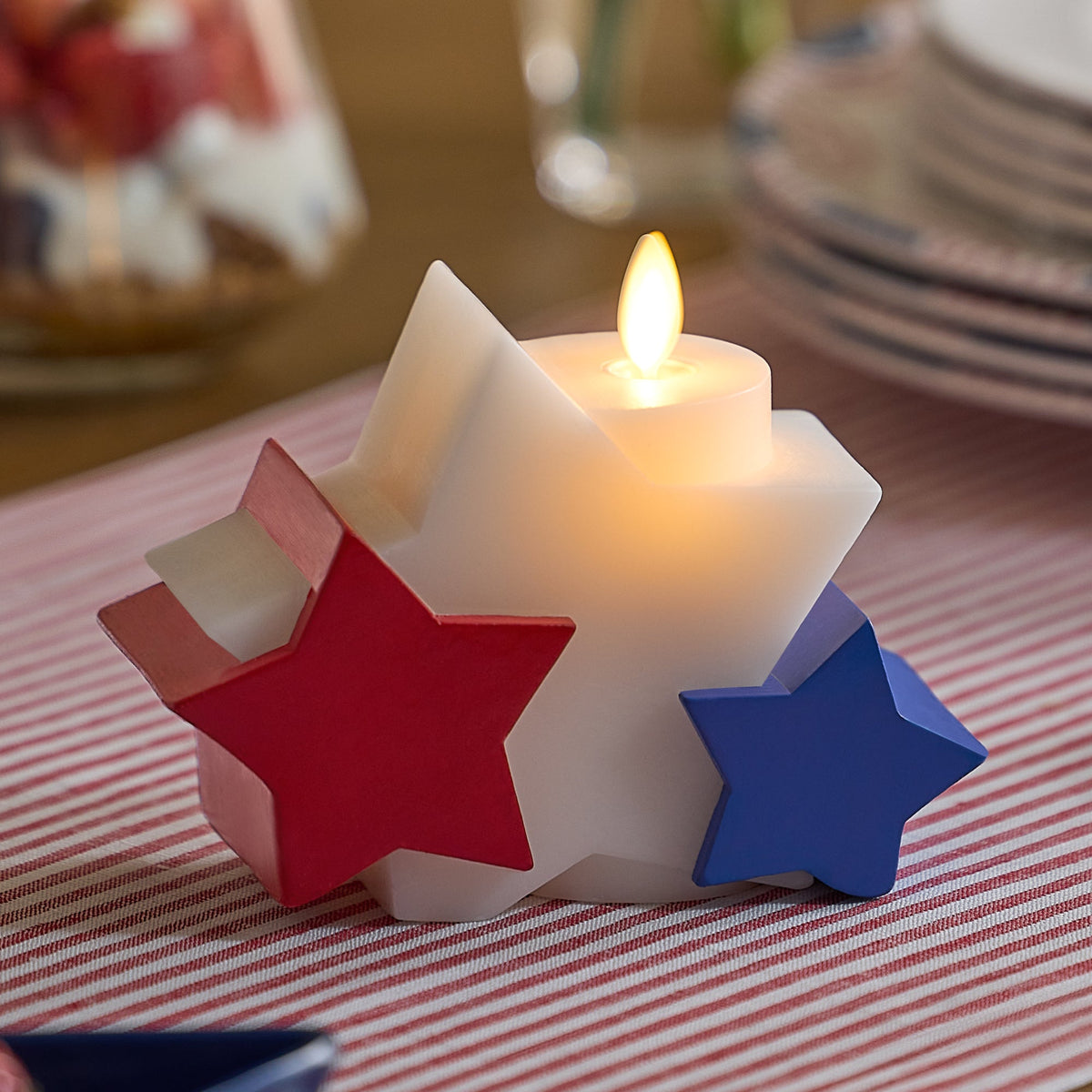 Flameless Candle, Bright White Liberty Stars for Bedrooms, Living Rooms and Everyday Candlelight Ambience image 1