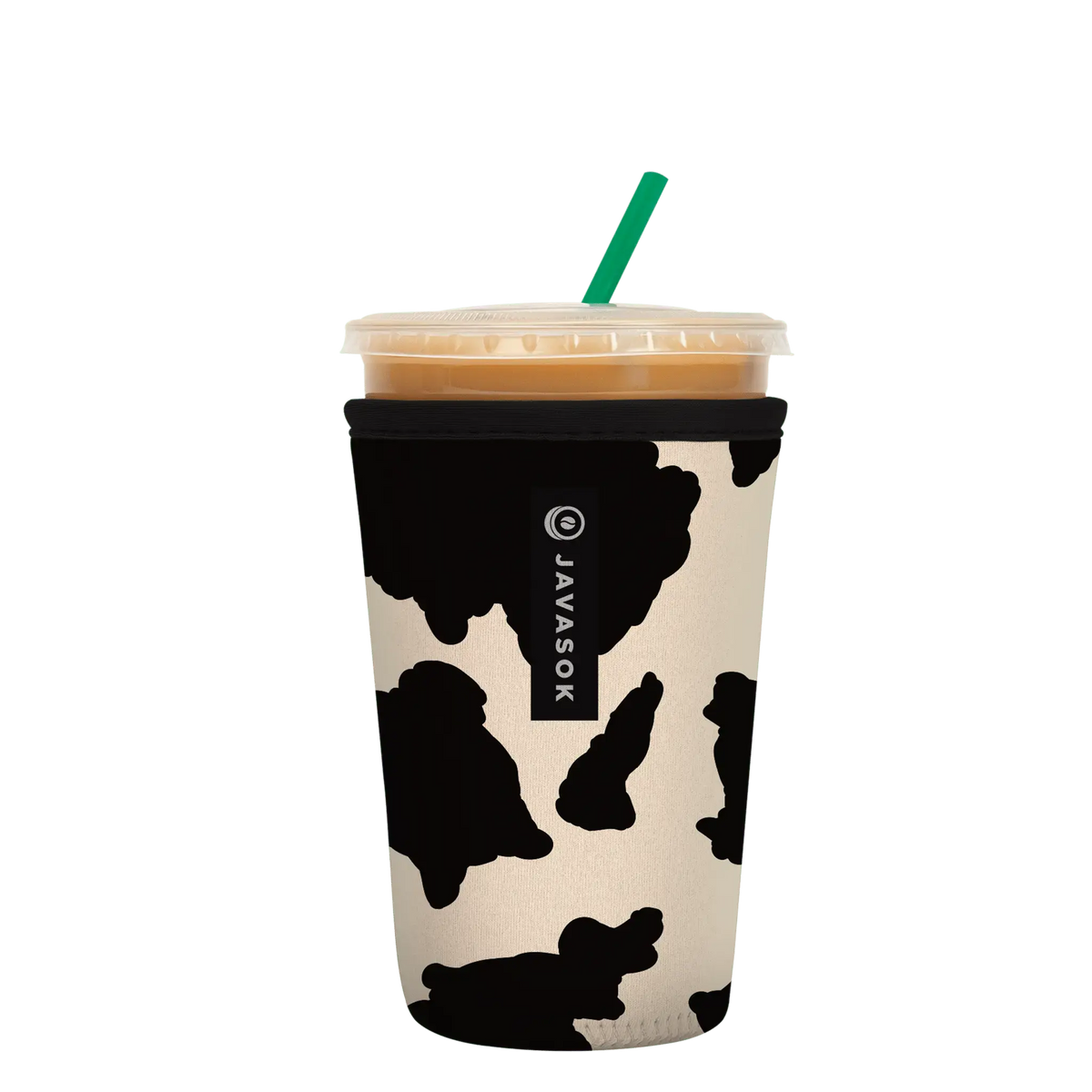 Reusable Cup Sleeve, Cow Print, Neoprene Construction for Iced Coffee, Cold Drinks and Condensation Control, 5 Size Options image 1