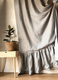 Window Curtain, Ruffled Linen Panel Natural Flax Cotton Lined for Windows, Room Styling and Everyday Privacy, 9 Size Options image 1