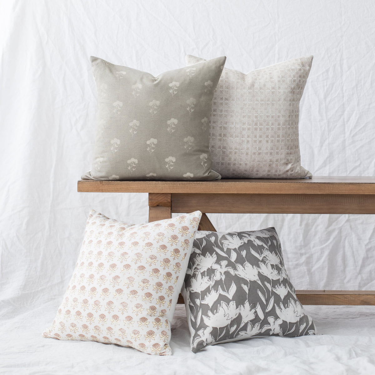Decorative Pillow Cover Set, Fleur 4 Pack 18", Machine-Washable Care for Bedroom Styling and Living Room Decor image 1