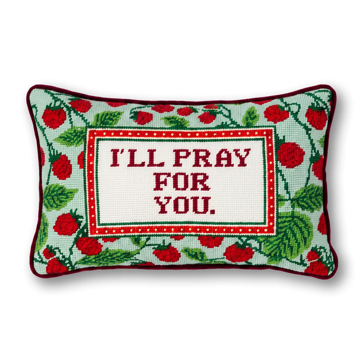 Decorative Throw Pillow, I'll Pray for You Needlepoint for Bedroom Styling and Living Room Decor image 1