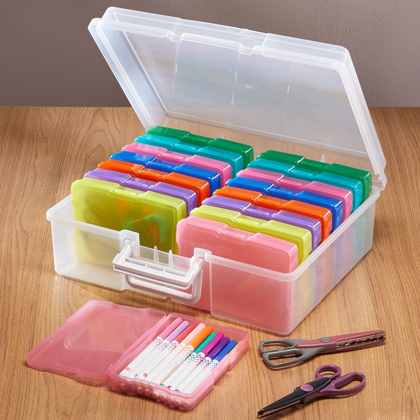 Home Storage Organizer, Handy 17 Pc. Craft and Photo Case for Bedrooms, Craft Rooms and Organized Storage image 1
