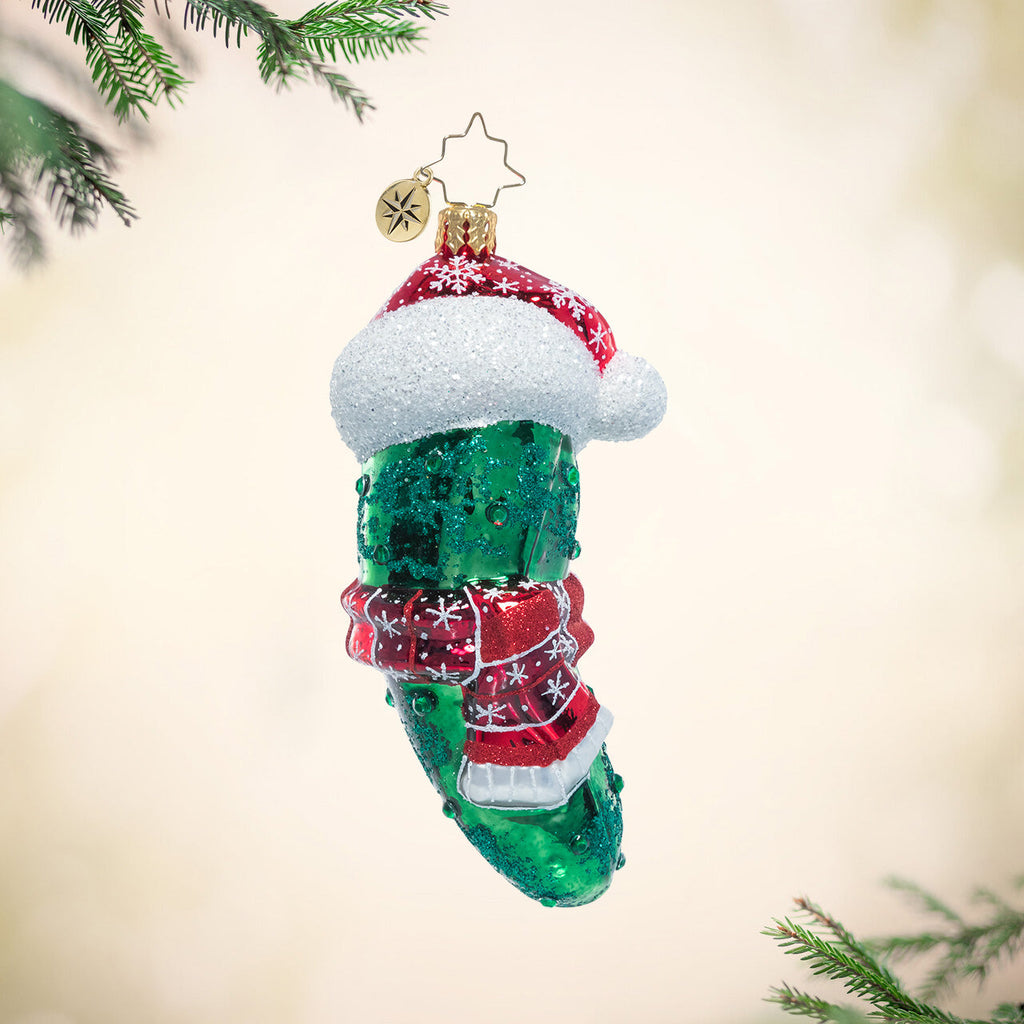 Seasonal Home Decor, Chilly Christmas Pickle for Mantels, Tables and Seasonal Decorating, Designed for Everyday Home Use image 1