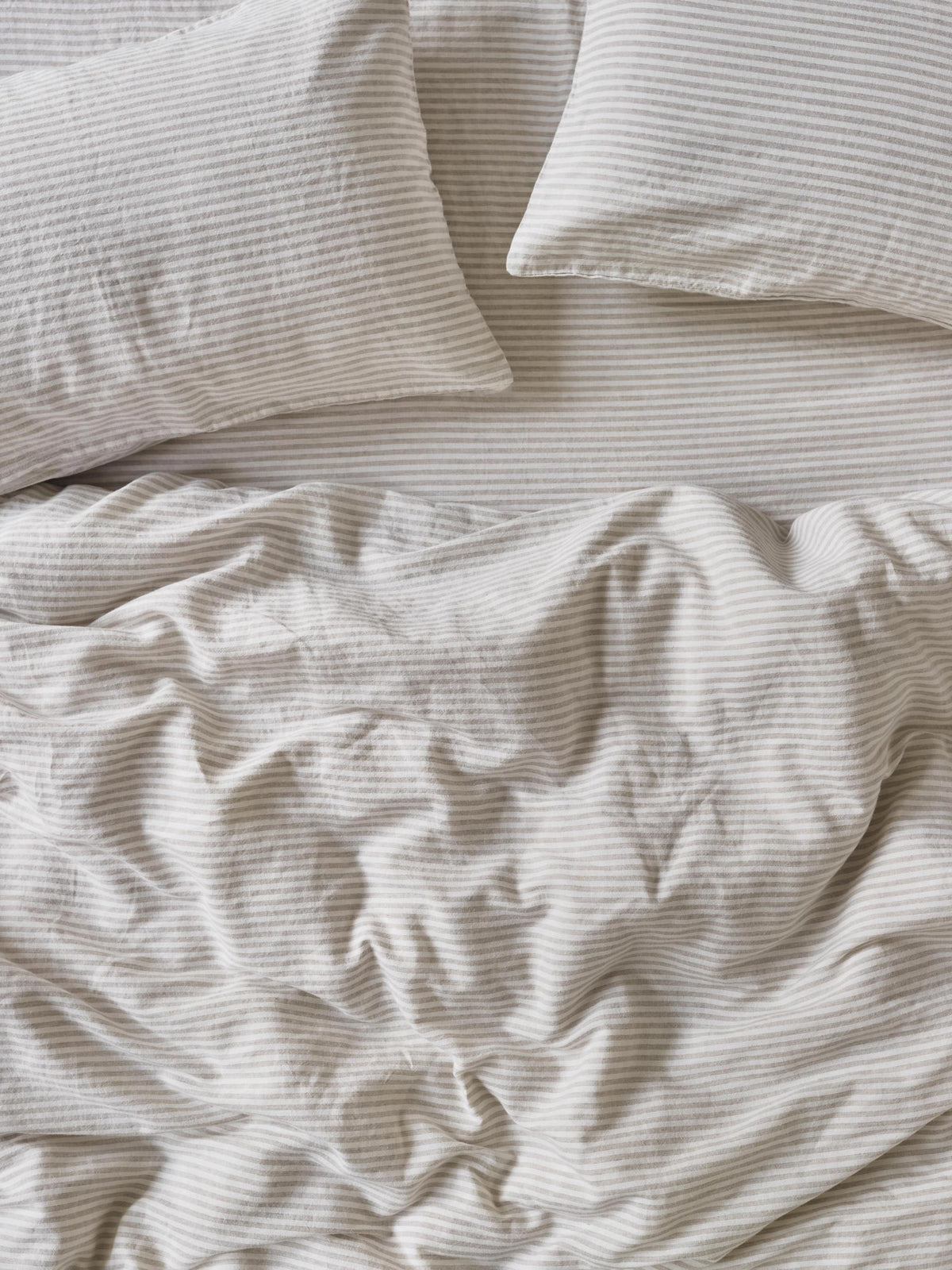 Duvet Cover, Oatmeal Stripe 100% Linen for Everyday Bedding, Guest Bedrooms and Comforter Protection, 3 Size Options image 1