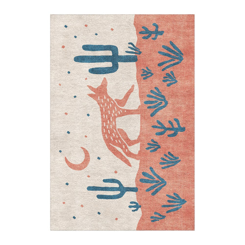 Area Rug, Desert Coyote Denim Blue & Terracotta for Hallways, Dining Spaces and Home Decor, 9 Size Options image 1