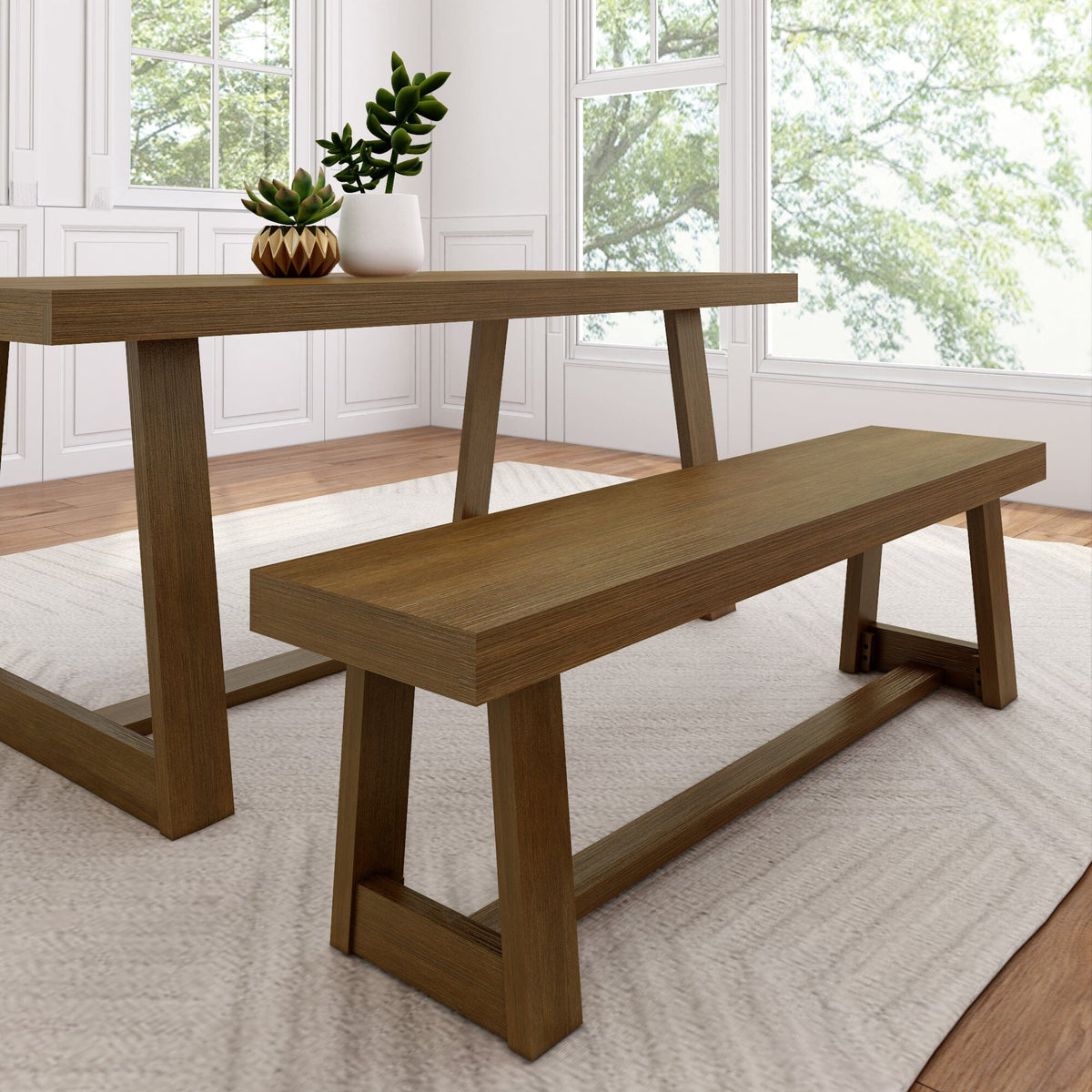 Dining Bench, Classic 60" for Dining Tables, Family Meals and Kitchen Seating, 4 Color Options image 1