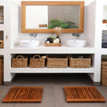 Teak Shower Mat, Juno Oiled with Frame 23.6″ x 17.7″ for Bath Floors, Shower Areas and Everyday Bathroom Use image 1