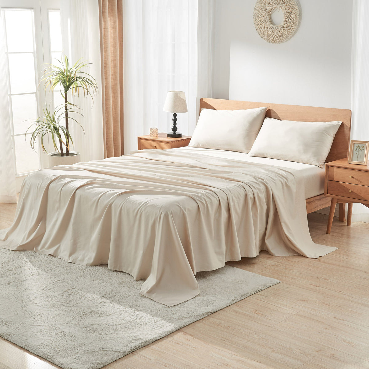 Bed Sheet Set, LuxeSoft Cotton, Breathable Construction for Master Bedrooms, Guest Beds and Daily Use, 6 Sizes and 5 Colors image 1