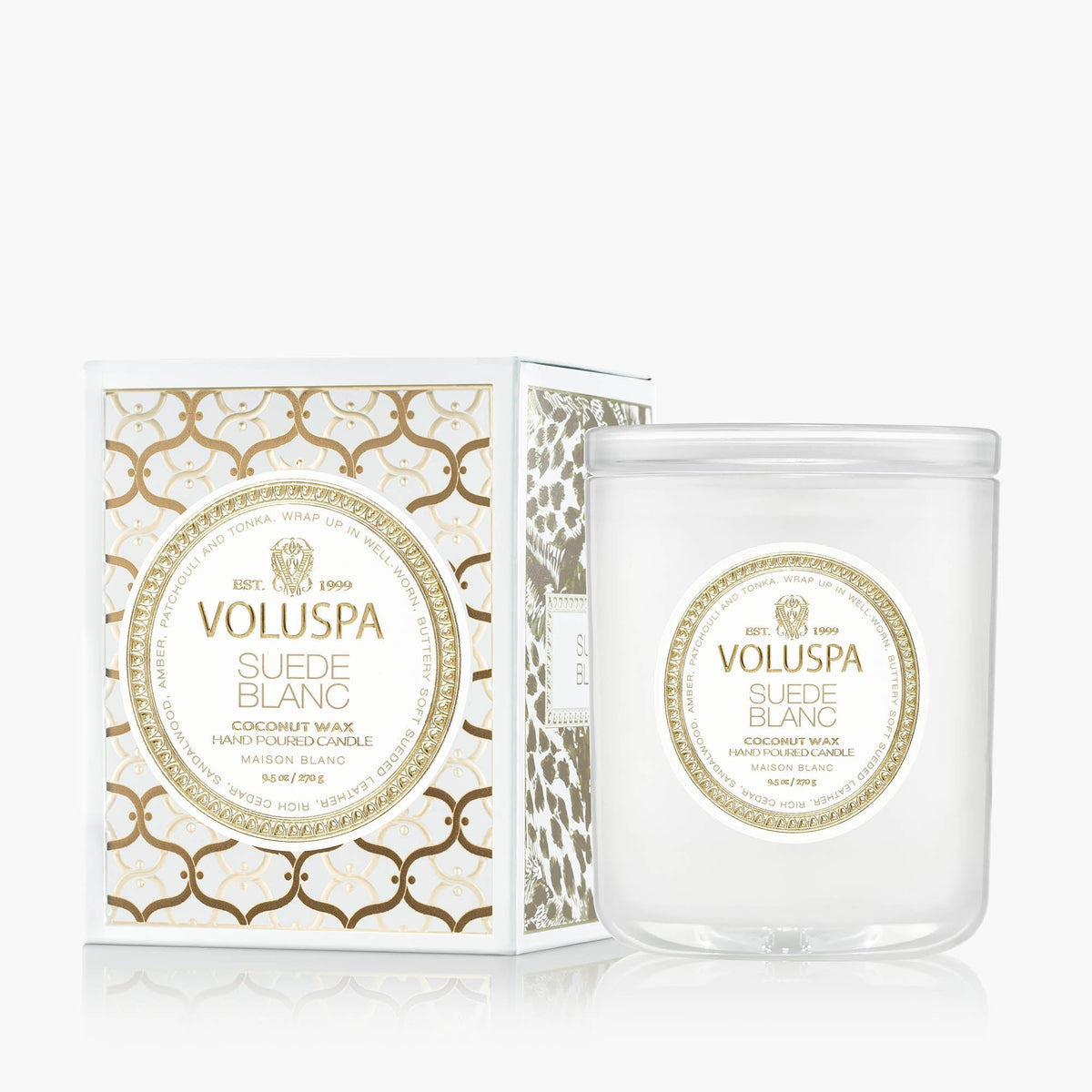 Scented Candle, Suede Blanc Classic for Room Fragrance, Living Spaces and Relaxing Home Ambience image 1