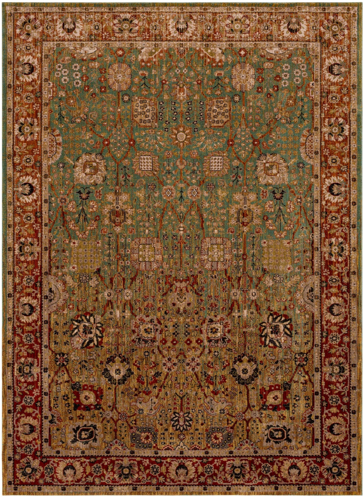 Area Rug, Spice Market Myanmar Aquamarine for Living Rooms, Bedrooms and Entryways, 5 Size Options image 1