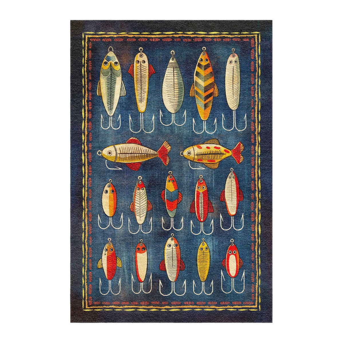 Area Rug, Fishing Lures for Living Rooms, Bedrooms and Entryways, 8 Size Options, Designed for Hallways, Dining Spaces and Home Decor image 1