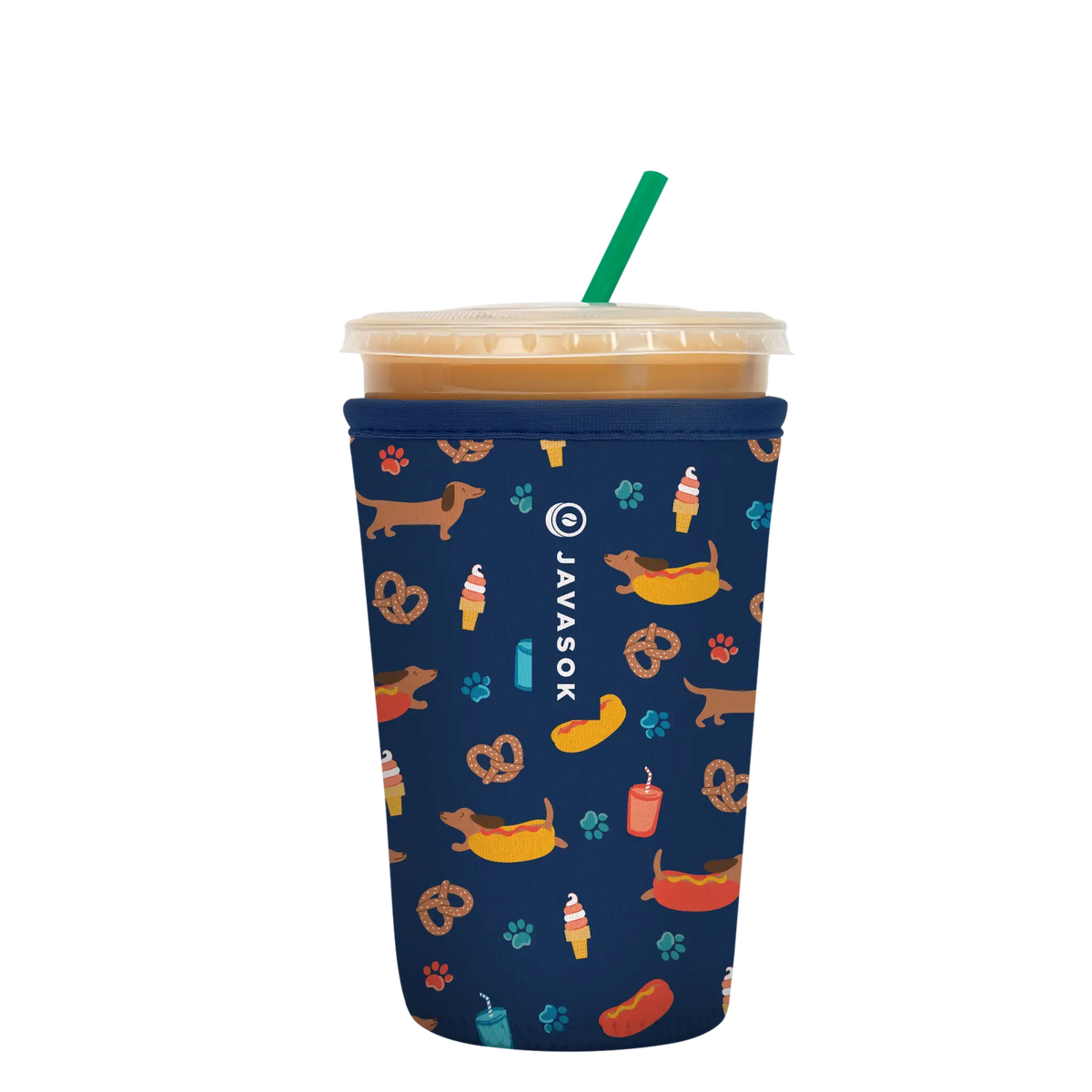 Reusable Cup Sleeve, Hot Dawgs, Neoprene Construction for Coffee Cups, Daily Commutes and Dry Hands, 4 Size Options image 1