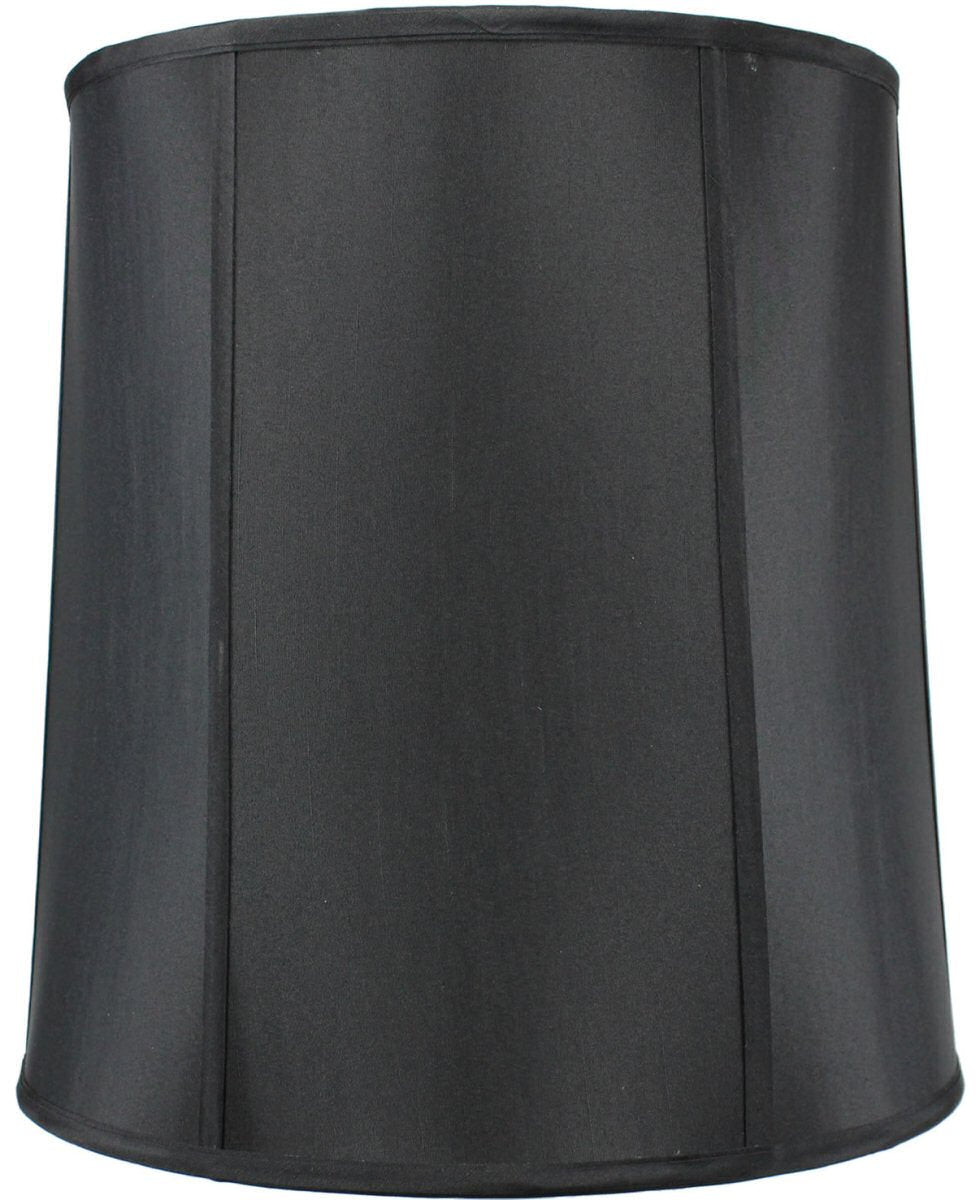 Fabric Lamp Shade, 14"x16"x17" Large Drum Black Shantung, Large for Lamp Replacement, Reading Corners and Living Spaces image 1