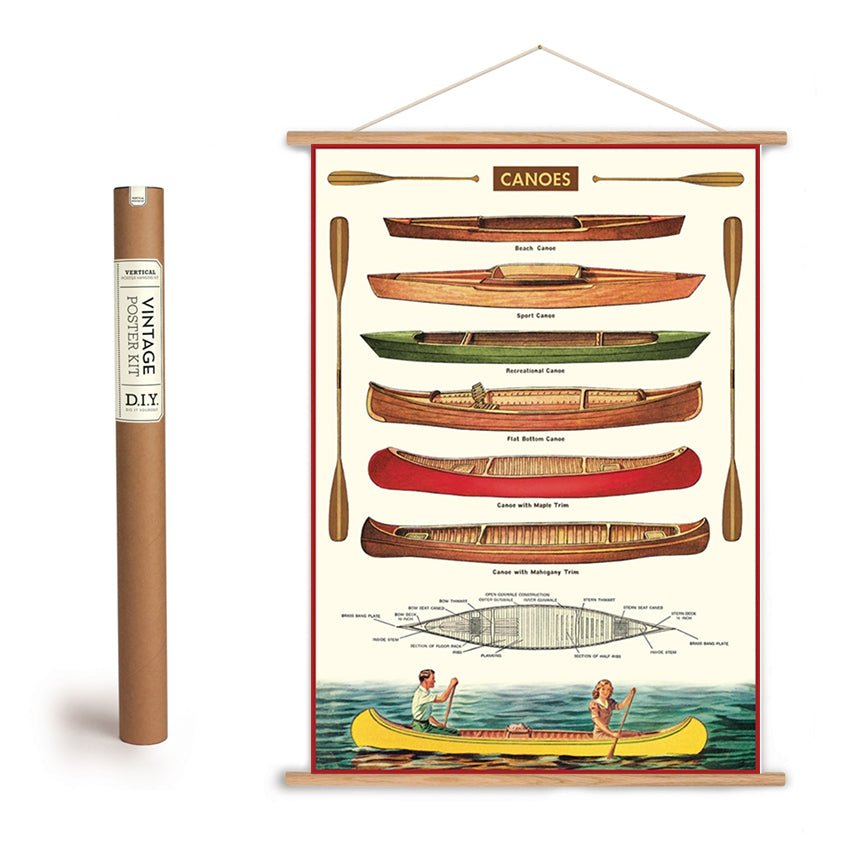 Wall Art Print, Vintage Canoes & Paddles Poster and Hanging for Gallery Walls and Modern Room Decor image 1