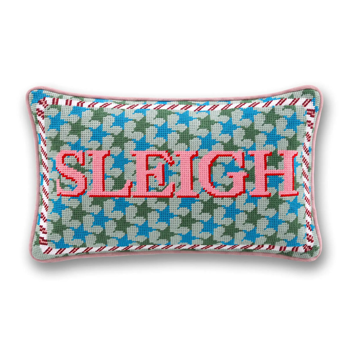 Decorative Throw Pillow, Sleigh Needlepoint for Bedroom Styling and Living Room Decor, Designed for Sofas, Beds and Living Room Accents image 1