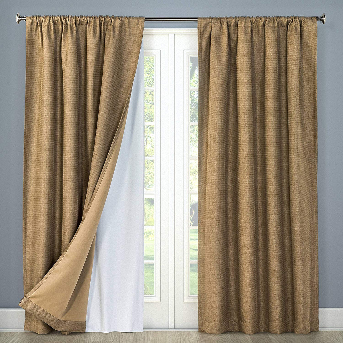 Window Curtain, White Thermal 100% Blackout Rod Pocket Liner for Bedrooms, Living Rooms and Home Privacy, 4 Size Options image 1