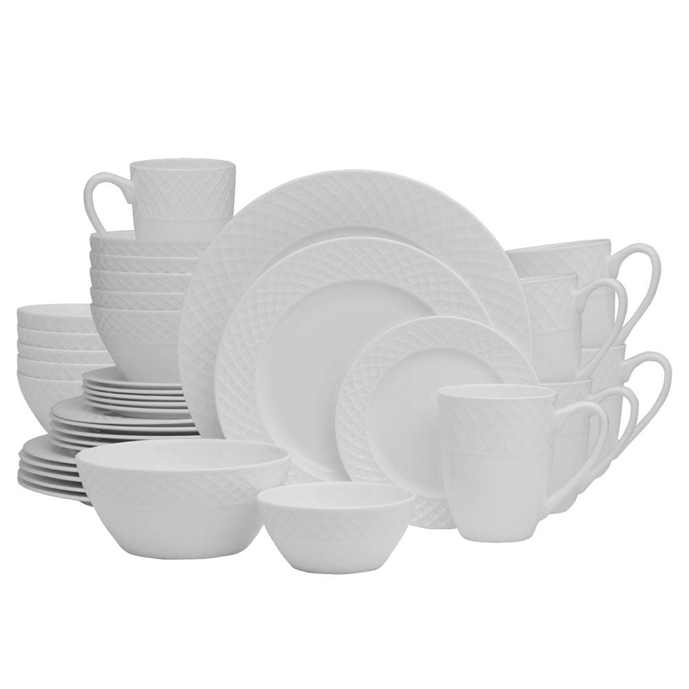 Dinnerware Set, Trellis White 36 Piece Service for 6, Dishwasher-Safe Care for Breakfast, Lunch, Dinner and Everyday Table Settings image 1